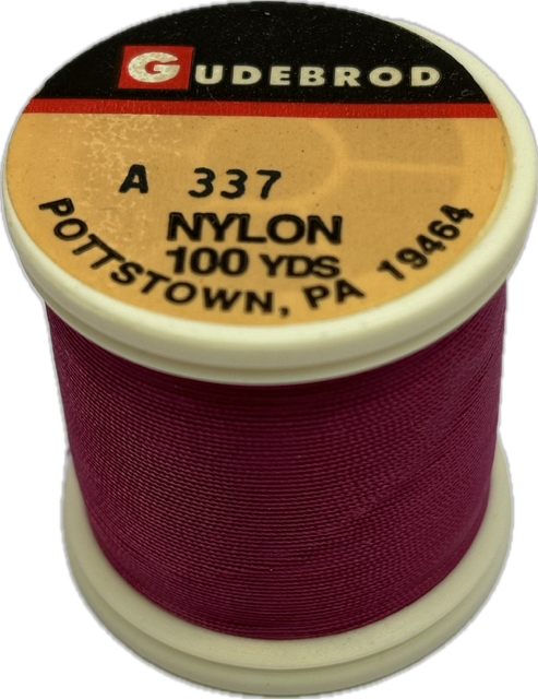 Gudebrod Nylon Thread - Size A - Maroon 337 (100 Yard Spool)