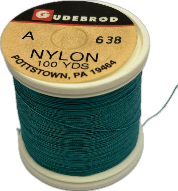 Gudebrod Nylon Thread - Size A - Teal 638 (100 Yard Spool)