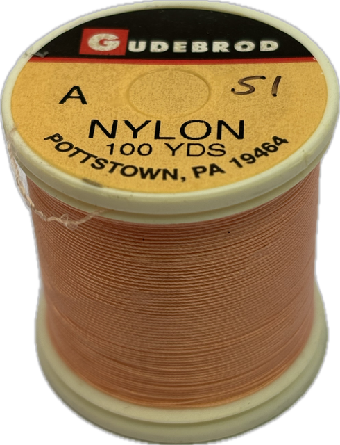 Gudebrod Nylon Thread - Size A - Peach 051 (100 Yard Spool)