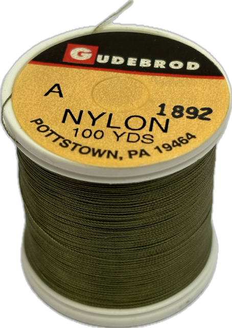 Gudebrod Nylon Thread - Size A - Olive Green 1892 (100 Yard Spool)