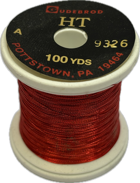 Gudebrod HT Metallic Nylon Thread - Size A - Red 9326 (100 Yard Spool)